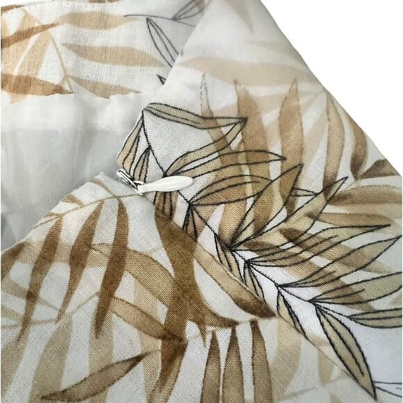 Allison Taylor 100% Linen High Rise Tan White Tropical Leaf Palm Capri Pants 6 - Picture 6 of 7